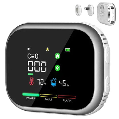 6-in-1 Portable Gas Leak Detector & Air Quality Monitor - Temp & Humidity Sensor for Kitchen, Home & RV Safety