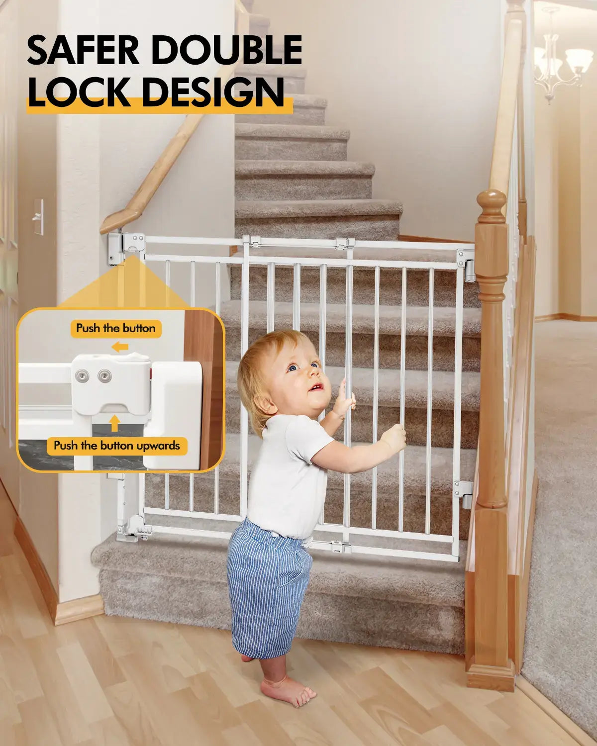 Adjustable Baby Safety Gate - Walk-Through Pet Barrier for Stairs & Doorways