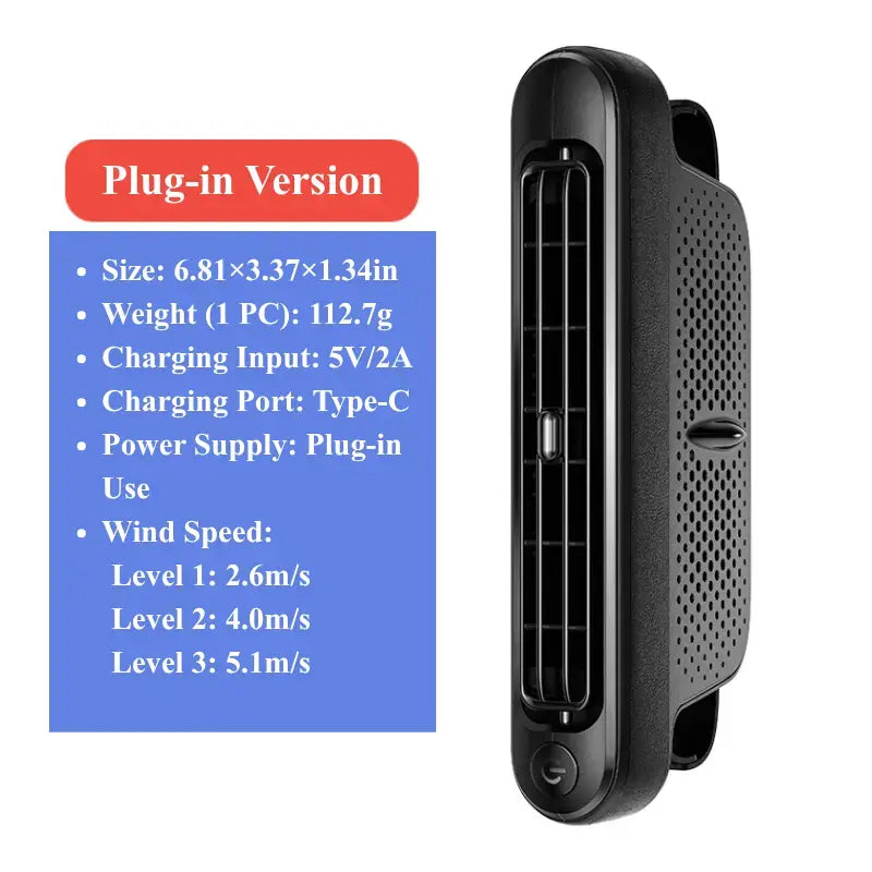 USB Dual Turbo Car Fan - 5-Speed Adjustable Auto Cooling Air Fan for Dashboard