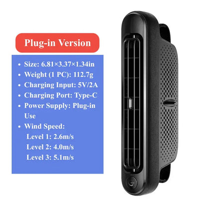 USB Dual Turbo Car Fan - 5-Speed Adjustable Auto Cooling Air Fan for Dashboard