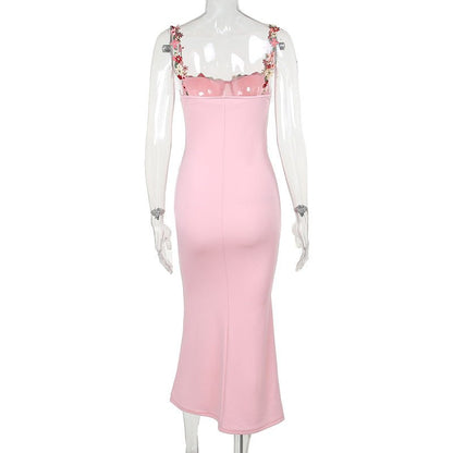 Embroidered Flower Lace - Up Suspender Dress for Women - Qeepin