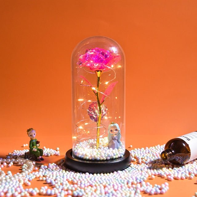 Enchanted Beautiful Forever Roses in Glass Dome - Qeepin