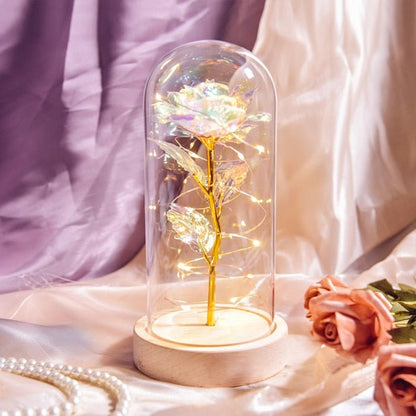 Enchanted Galaxy Rose in Glass - Qeepin