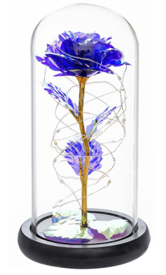 Enchanted Purple Rose in Glass - Qeepin