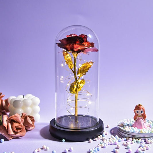 Enchanted Red Rose in Glass - Qeepin