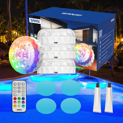 RGB Color Changing LED Pool Lights - Remote Control Waterproof Underwater Pool Decor