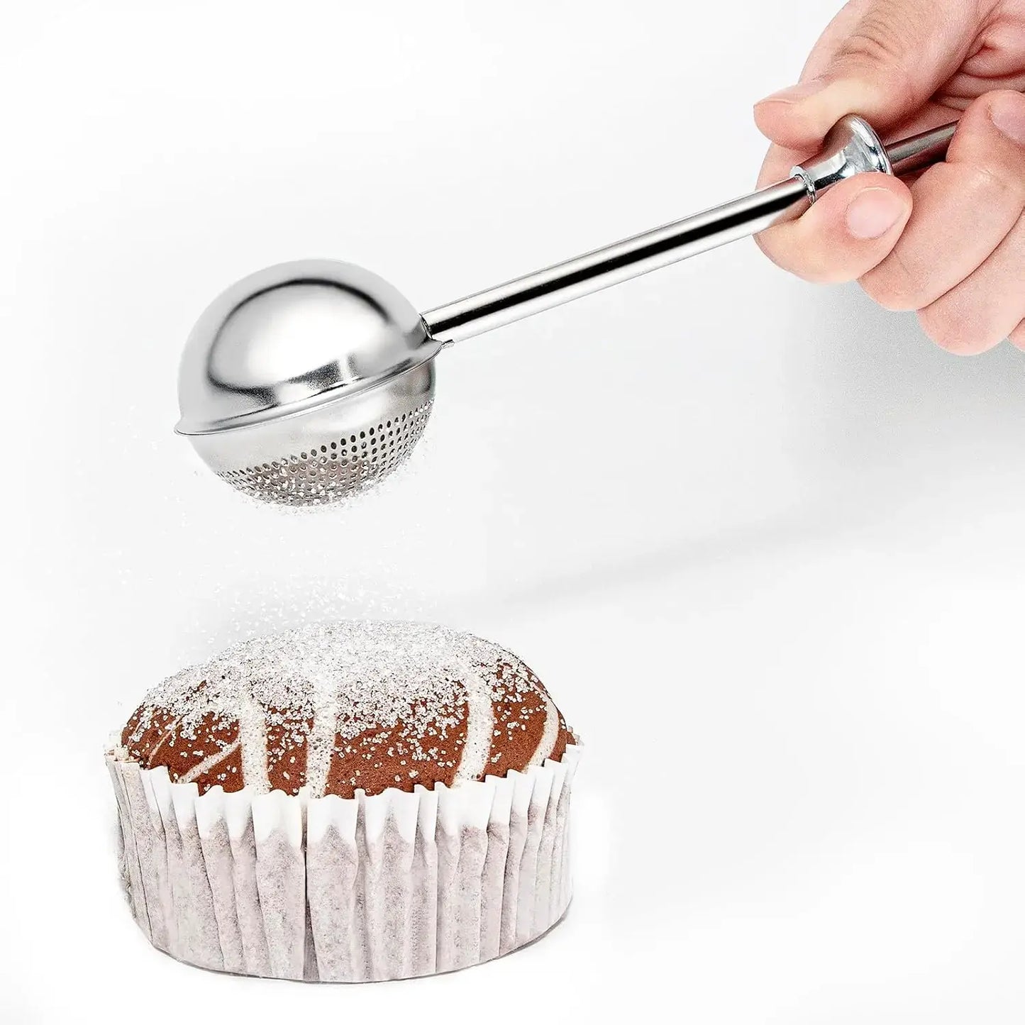 Stainless Steel Flour Duster & Sugar Shaker with Spring-Operated Long Handle