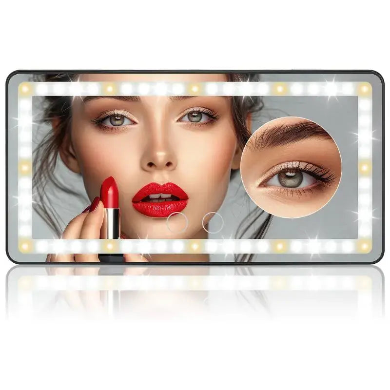 LED Car Sun Visor Vanity Mirror - USB Rechargeable Makeup Mirror with Dimmable Light