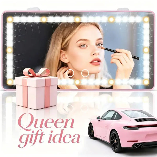 LED Car Sun Visor Vanity Mirror - USB Rechargeable Makeup Mirror with Dimmable Light