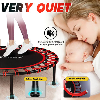 40" Foldable Fitness Mini Trampoline - Silent Rebounder with Adjustable Handle