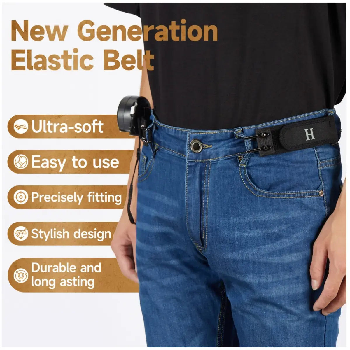 Unisex Elastic Invisible Belt – Comfortable No-Buckle Waistband for Jeans & EDC