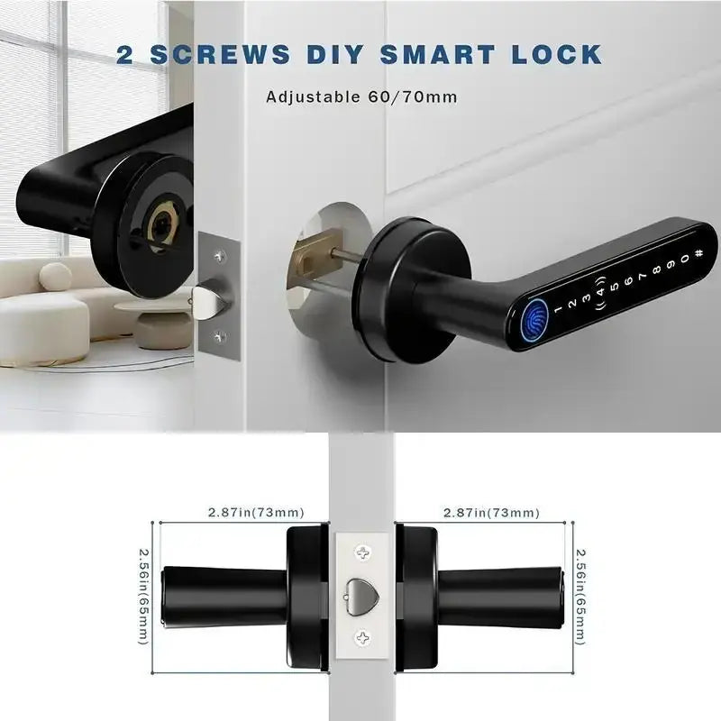 Smart Biometric Fingerprint Door Lock - Keyless Entry Digital Handle with App Control