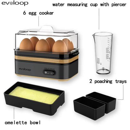 6-Egg Electric Rapid Cooker - Portable Breakfast Maker with Auto Shut-Off