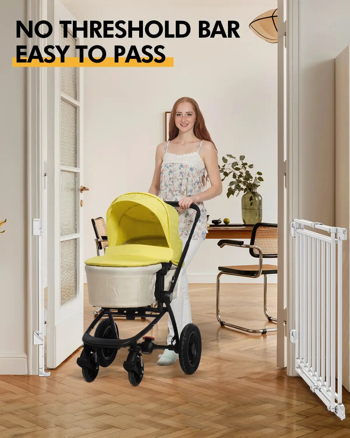 Adjustable Baby Safety Gate - Walk-Through Pet Barrier for Stairs & Doorways