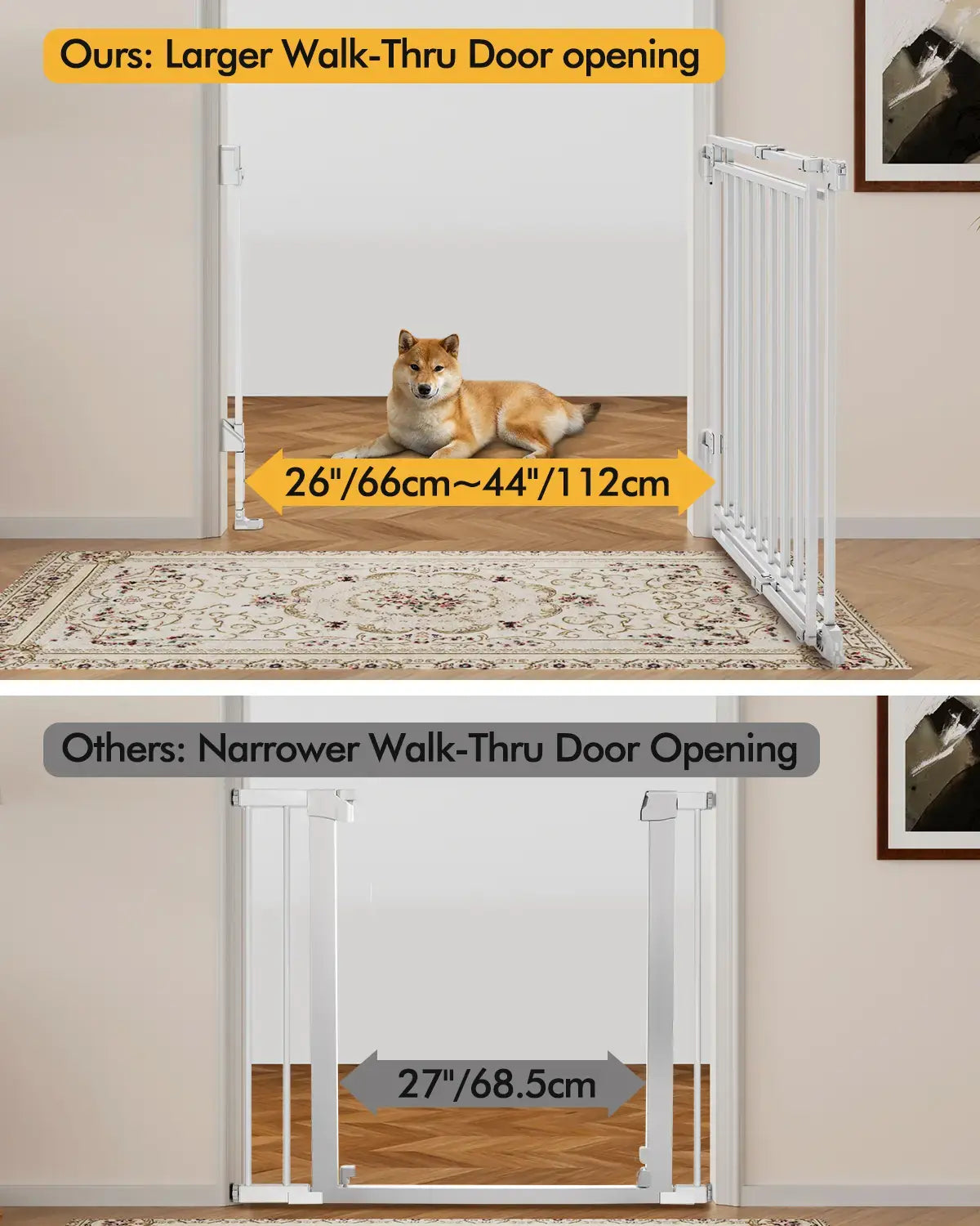 Adjustable Baby Safety Gate - Walk-Through Pet Barrier for Stairs & Doorways