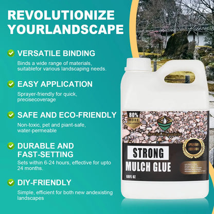 Heavy-Duty Mulch Glue 68oz Concentrate - Landscape Stone & Gravel Adhesive for Garden