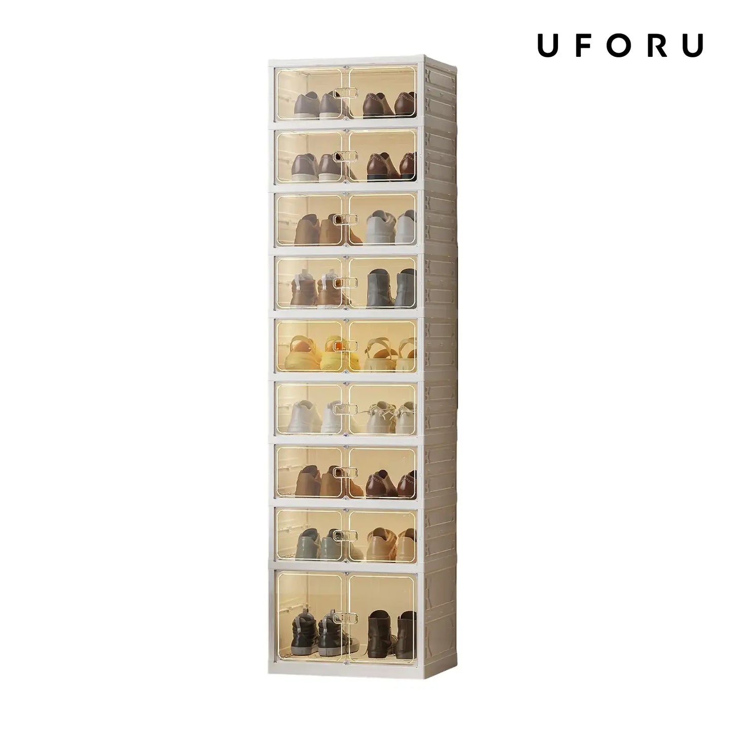 9-Tier Folding Shoe Rack – Large Capacity Magnetic Transparent Shoe Cabinet