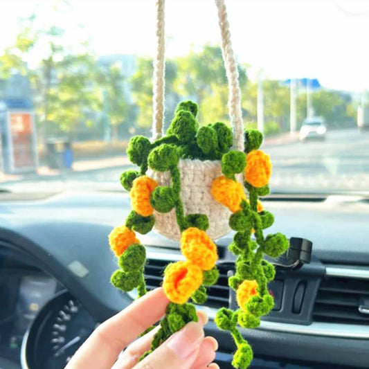 Handcrafted Wool Car Plant Hanging Ornaments - Qeepin