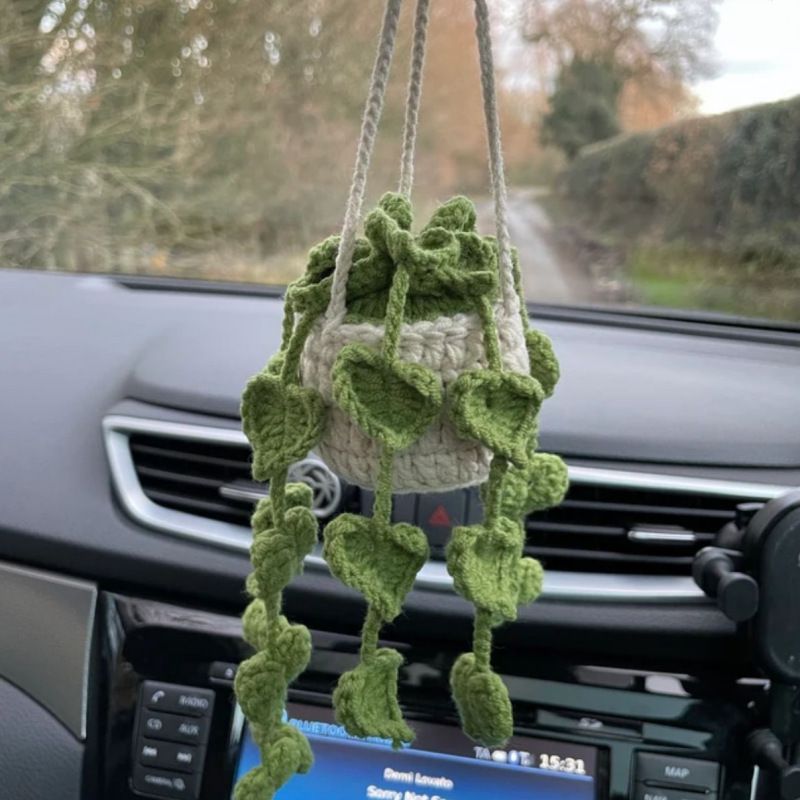 Handcrafted Wool Car Plant Hanging Ornaments - Qeepin