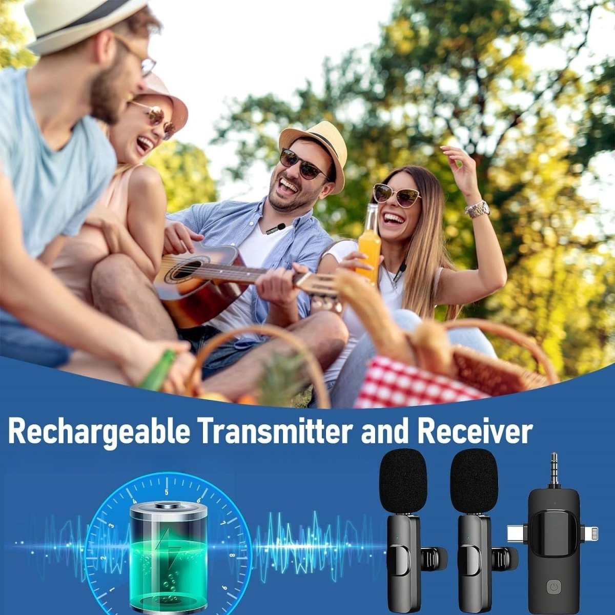 NEW Wireless Lavalier Microphone Audio Video Recording Mini Mic For iPhone Android Laptop Live Gaming Mobile Phone Microphone - Qeepin