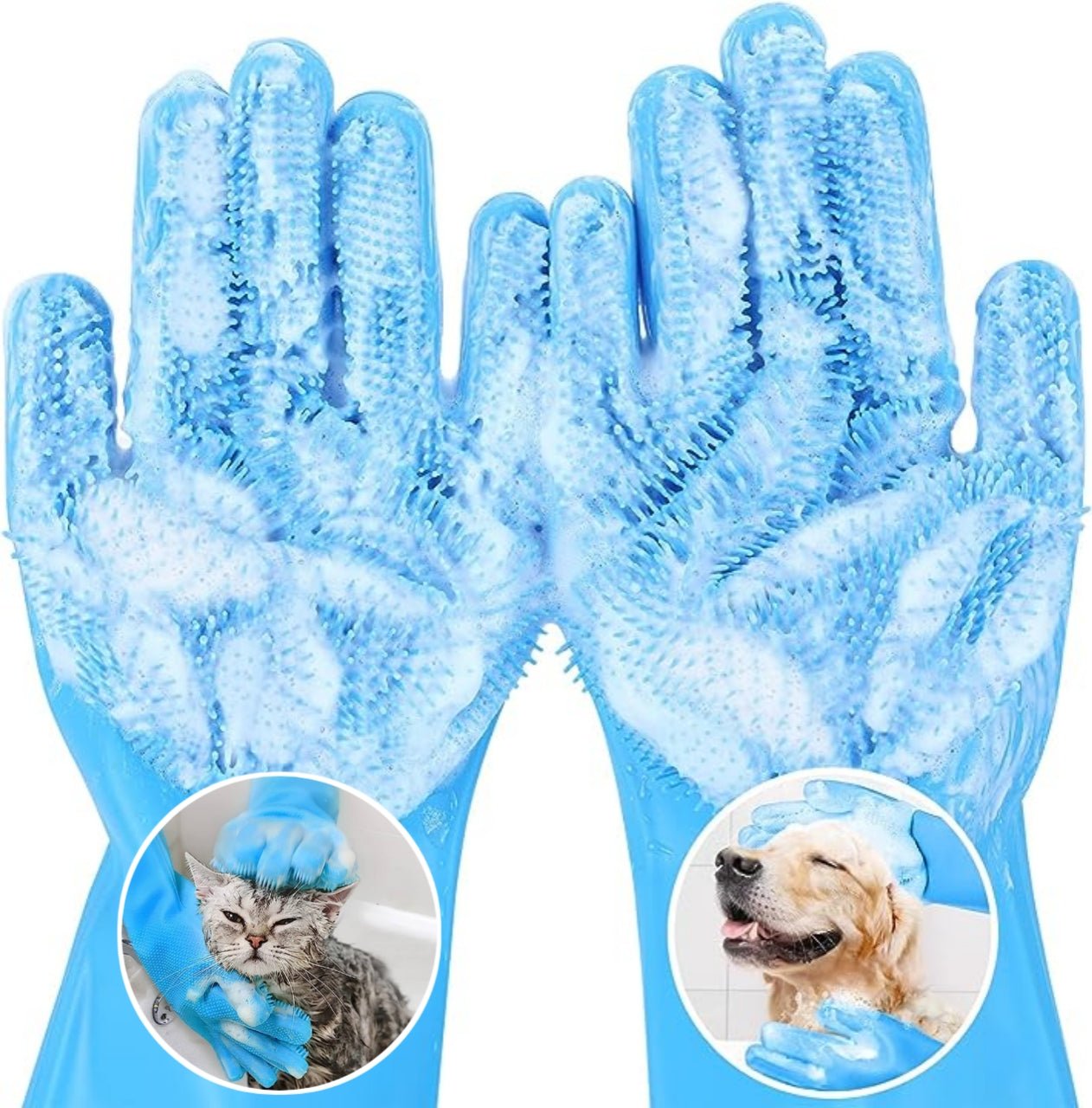 Pet Bathing Gloves For Cats and Dogs - Qeepin