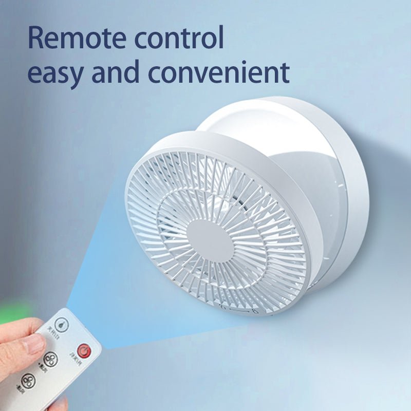 Portable Rechargeable Wall Fan with Remote Control and Night Light - Qeepin