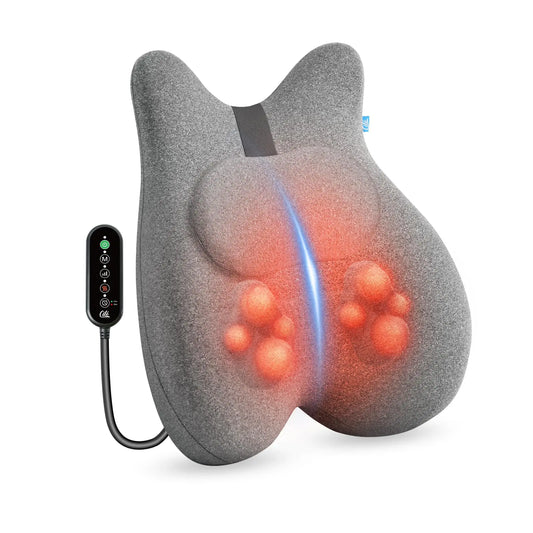 Electric Shiatsu Back Massager with Graphene Heat - Memory Foam Lumbar Support Pillow for Office Chair - Deep Tissue Kneading Cushion